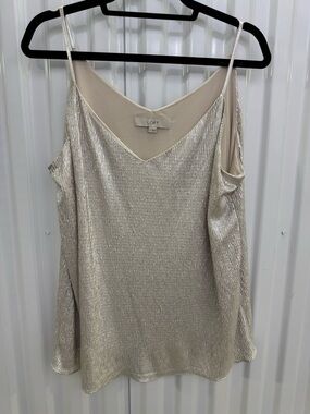 LOFT Shimmery Cream V-Neck Spaghetti Strap Camisole